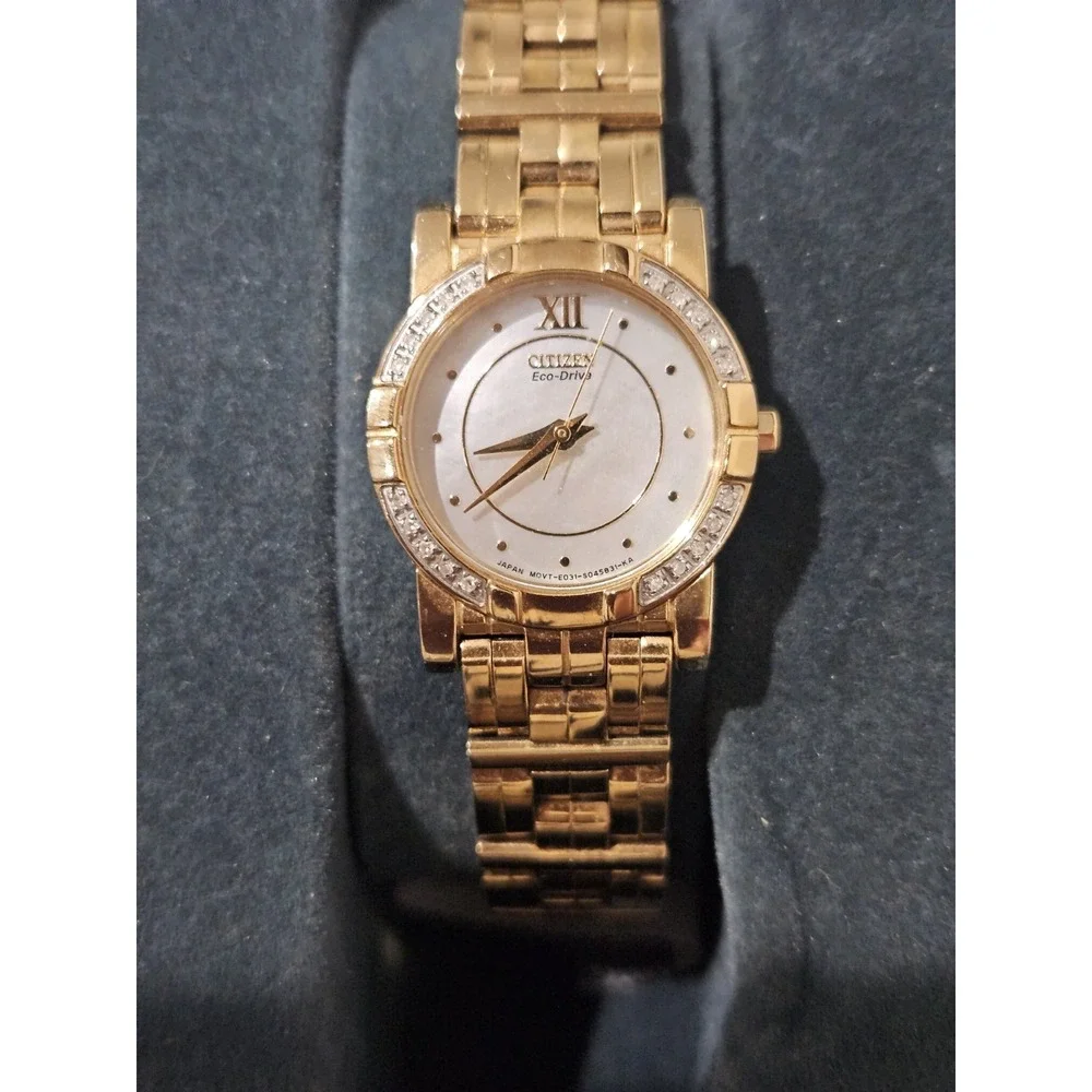 Citizen E031 Eco Drive Gold Japan Mvt Womens Dress Watch with Diamond Bezel MOP - Picture 14 of 16